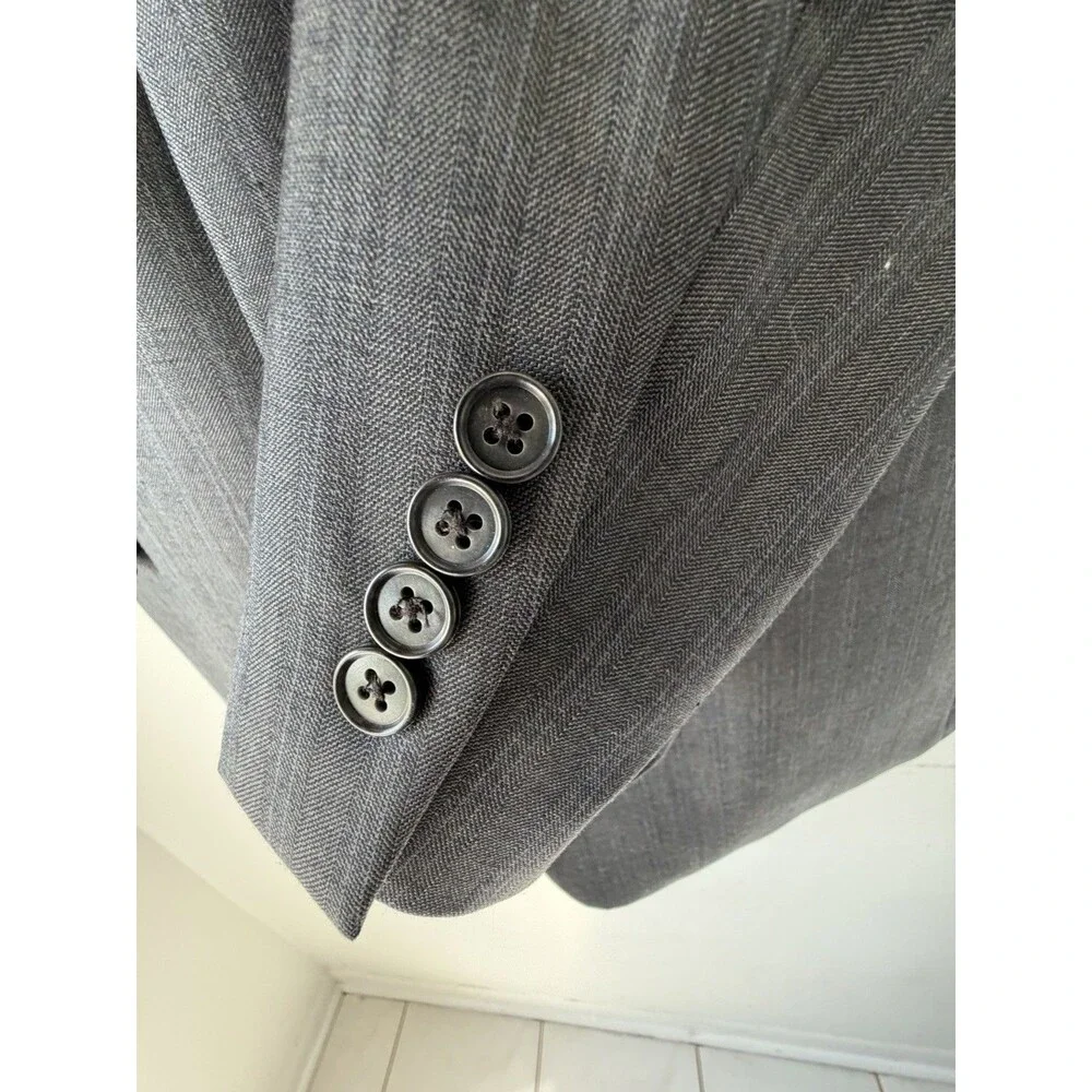 Perry Ellis Portfolio 44R Gray 100% Worsted Wool Blazer Sport Coat 3 Button